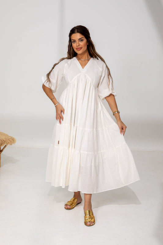 Ivory Light – Linen Maxi Dress